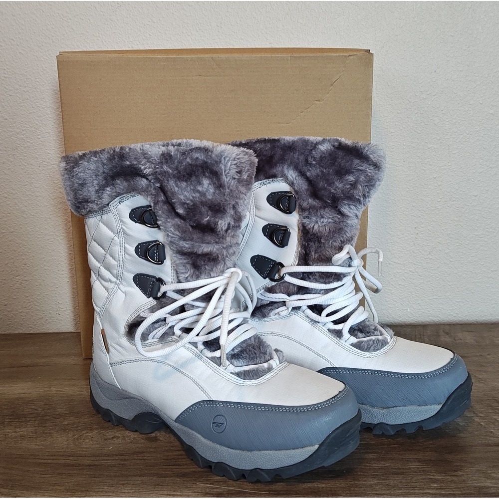 Hi-Tec St Moritz Lite 200 I WP Snow Boots Womens 10 White Grey Waterproof 28033